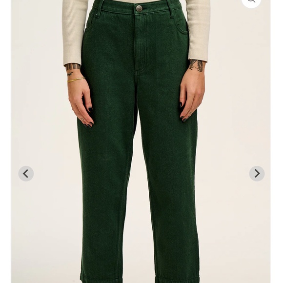 BNWT Lucy & Yak cropped Drew jeans in posey green - Picture 2 of 5